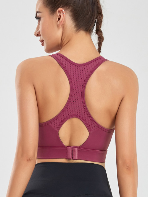 Women Vest Style High Strength Sports Bra, Wireless Breathable Shockproof Yoga Gym Running Bra