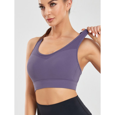 Women Vest Style High Strength Sports Bra, Wireless Breathable Shockproof Yoga Gym Running Bra
