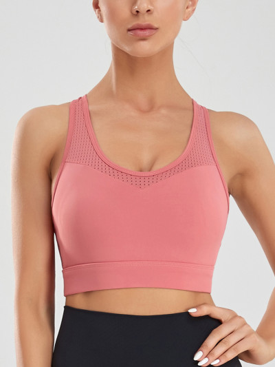 Women Vest Style High Strength Sports Bra, Wireless Breathable Shockproof Yoga Gym Running Bra