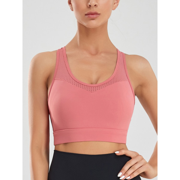 Women Vest Style High Strength Sports Bra, Wireless Breathable Shockproof Yoga Gym Running Bra