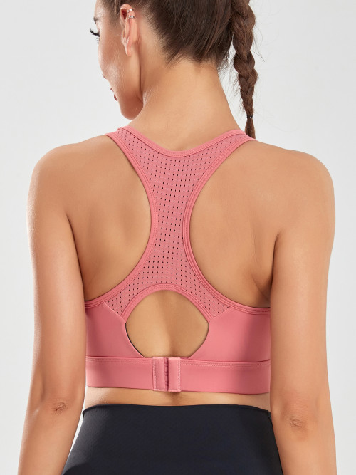 Women Vest Style High Strength Sports Bra, Wireless Breathable Shockproof Yoga Gym Running Bra