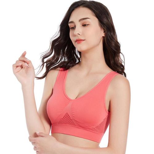 Women Hollow‑Out Seamless Wireless Sports Bra, Breathable Padded Vest Crop Top for Yoga Gym Running Fitness