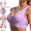 Women Hollow‑Out Seamless Wireless Sports Bra, Breathable Padded Vest Crop Top for Yoga Gym Running Fitness