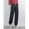 Women Winter Fleece Lined Jogger Pants, High Waist Adjustable Drawstring Plush Warm Casual Lounge Street Trousers