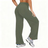 Women Plus Size High Waist Wide Leg Yoga Pants, Stretchy Solid Straight‑Leg Sports Trousers for Running Pilates Workout