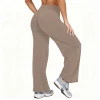 Women Plus Size High Waist Wide Leg Yoga Pants, Stretchy Solid Straight‑Leg Sports Trousers for Running Pilates Workout
