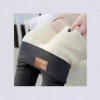 Women Winter Fleece‑Lined Thermal Leggings, High‑Stretch Warm Tights with Fashion Leather Label