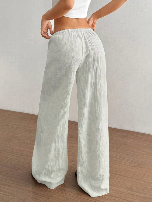 Elegant Women's Casual Versatile Solid‑Color Wide‑Leg Pants