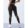 Women's Mesh Splicing Yoga Pants, Shaping High Waist Leggings, Tummy Control Hip Lifting Running Workout Activewear Pants