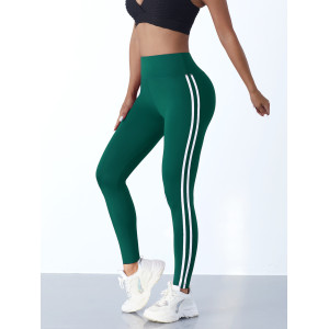Simple Yoga Leggings With Side Stripes For Women Tummy Control Slim Sports Casual Tights Gym Leggings