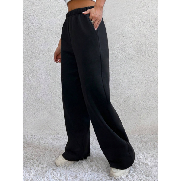 Women's Warm Pants Fleece Lined High Waist Casual Style Daily Wear With Pockets Jogging Sweatpants