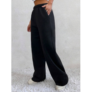 Autumn And Winter Women's Warm Pants Fleece Lined High Waist Casual Style Daily Wear With Pockets Jogging Sweatpants
