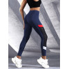 Patchwork Color Contrast Women's Leggings With Side Pockets Fitness Exercise Cycling Yoga Pants