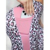Leopard Print Spliced Yoga Leggings With Side Pockets Seam Fitness Exercise Yoga Pants Fashion Style