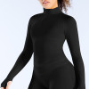 Women Half Zip Long Sleeve Yoga Top Thumb Hole Slim Fit Stretchy Sports Workout Running Fitness Active Shirts