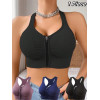 Women Front Zipper Sports Bra Vest, Plus Size Shock Resistant High Support Yoga Running Fitness Workout Underwear for Ladies