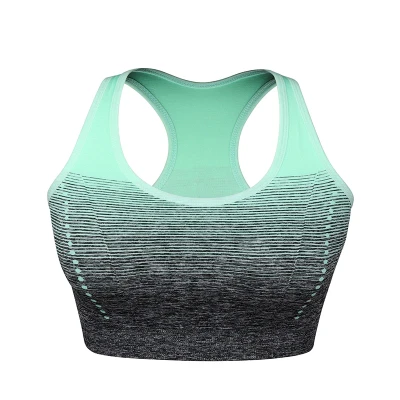 Women Gradient Racerback Sports Bra Padded Stretch Textured Workout Yoga Bra