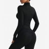 Women Seamless Full Zip Workout Jacket, Stand Collar Long Sleeve Yoga Top with Thumb Holes