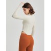 Women Stand Collar Full Zip Yoga Jacket, Curved Hem Slim Shaping Workout Top with Thumb Holes