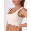 Women Seamless Ribbed Knit Sports Bra, U Neck Yoga Fitness Crop Top, Breathable Workout Activewear Bra