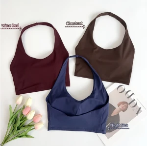 Women Sexy Halter Neck Sports Bra Shockproof Breathable Comfort Cycling Running Fitness  Yoga Vest