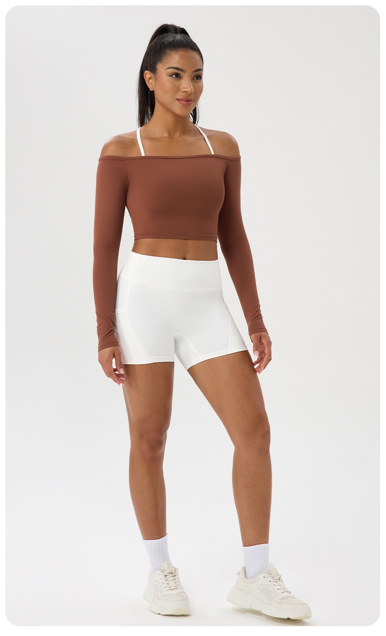 halter long sleeve workout top