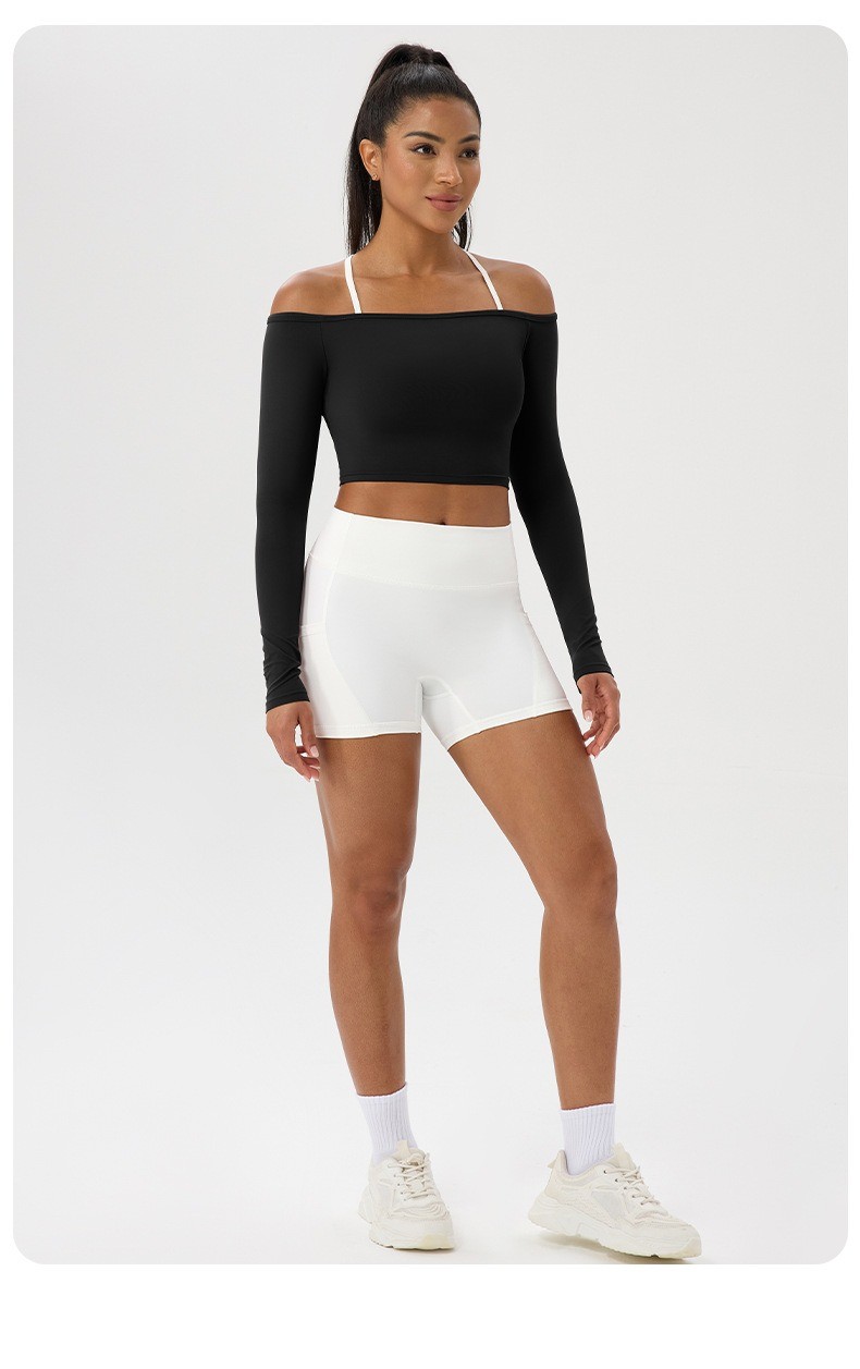 halter long sleeve workout top
