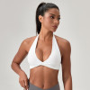 Women Halter Neck Twist‑Front V‑Neck Sports Yoga Bra Sexy Back Shockproof Gym Running Fitness Bra