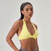 Women Halter Neck Twist‑Front V‑Neck Sports Yoga Bra Sexy Back Shockproof Gym Running Fitness Bra
