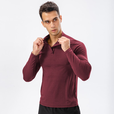 Men Half‑Zip Raglan Long‑Sleeve Quick‑Dry Running Top Slim‑Fit Fitness Training Baselayer Undershirt