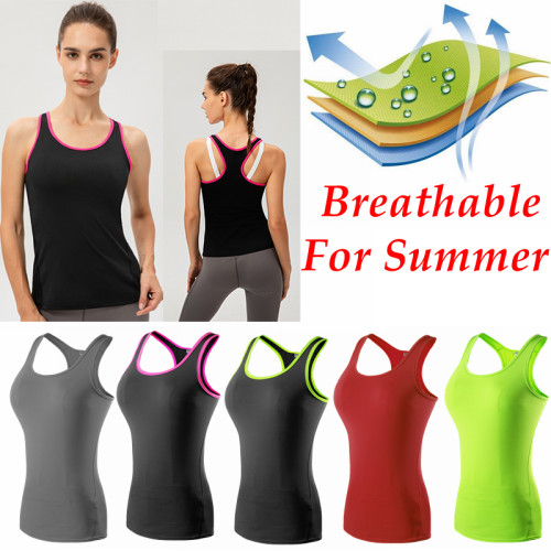 Women Racerback Sleeveless Yoga Sport Vest Quick‑Dry Running Gym Workout Training Casual T‑Shirt