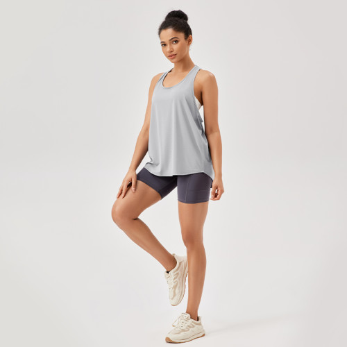 Women Loose Racerback Yoga Tank Top Quick Dry Sleeveless Workout Gym Running Fitness Vest Athletic Sports Shirt