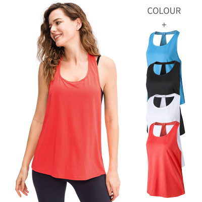 Women Sleeveless T‑Back Racerback Yoga Tank Top Quick Dry Loose Gym Workout Running Athletic Vest Casual Sport Top