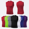 Men Round Neck Compression Sleeveless Fitness Tank Top Quick Dry Gym Workout Running Sport Vest Athletic Sportswear Tops