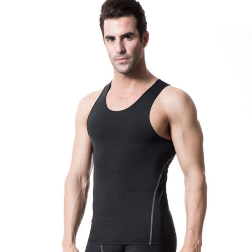 Men U‑Neck Compression Sleeveless Fitness Tank Top Quick Dry High Stretch Gym Workout Running Athletic Sport Vest Jersey