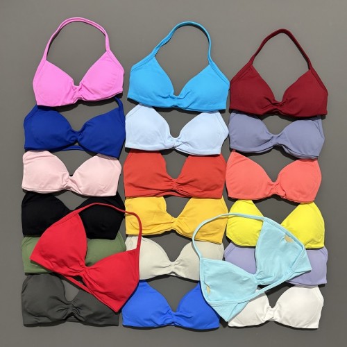 Women Halter Sports Bra Backless Yoga Bra High Support Fitness Workout Running Activewear Top