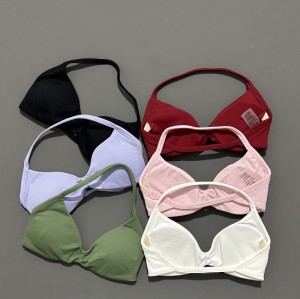 Women Halter Sports Bra Backless Yoga Bra High Support Fitness Workout Running Activewear Top