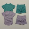 Women Seamless Yoga Workout 2‑Piece Set Short Sleeve Top & Sports Shorts