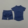 Women Seamless Yoga Workout 2‑Piece Set Short Sleeve Top & Sports Shorts