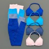 Women Seamless 2 Pieces Yoga Set Halter Backless Sports Bra High Waist Scrunch Leggings Gym Workout Activewear Suit