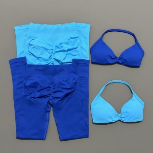 Seamless 2 Pieces Yoga Set Halter Backless Sports Bra High Waist Leggings Gym Activewear Suit