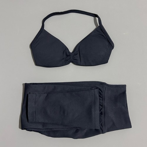 Women Seamless 2 Pieces Yoga Set Halter Backless Sports Bra High Waist Scrunch Leggings Gym Workout Activewear Suit