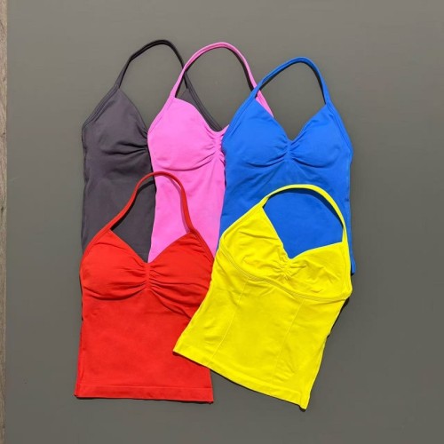 Women Halter Yoga Bra & High Waist Leggings 2‑Piece Seamless Workout Set