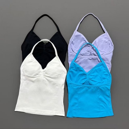 Women Halter Yoga Bra & High Waist Leggings 2‑Piece Seamless Workout Set