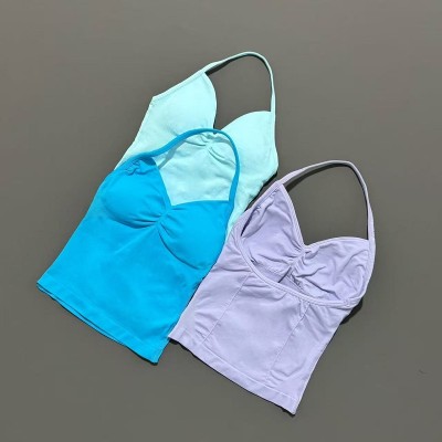 Women Halter Yoga Bra & High Waist Leggings 2‑Piece Seamless Workout Set