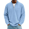 Men Half Zip Stand Collar Corduroy Sweatshirt, Loose Long Sleeve Solid Color Pullover Casual Jacket for Fall Winter