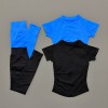 Women 2 Piece Yoga Workout Set, Round Neck Short Sleeve Top & High Waist Leggings Breathable Gym Sportswear