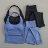 Women 2 Piece Halter Neck Yoga Workout Set, Ruched Bow High Waist Leggings Breathable Gym Fitness Sportswear