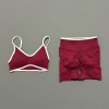 Women 2 Piece Ignite Sculpt Scrunch Yoga Set, Contrast Trim Sports Bra & High Waist Biker Shorts Fitness Running Suit