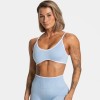 Seamless Color Block Sports Bra, Backless Yoga Bra, Sleeveless Strappy Fitness Workout Crop Top